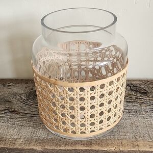 Woven Cane Glass Vase